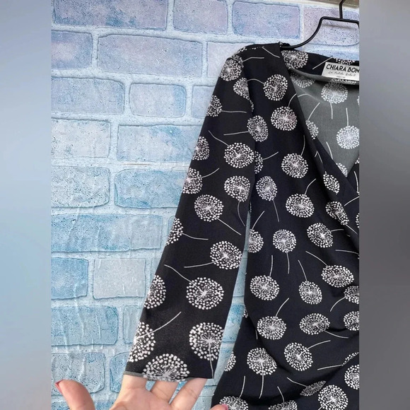 CHIARA BONI LA PETITE ROBE Abstract Dandelion Flowers Pattern wrap dress 42/6 - Picture 6 of 14